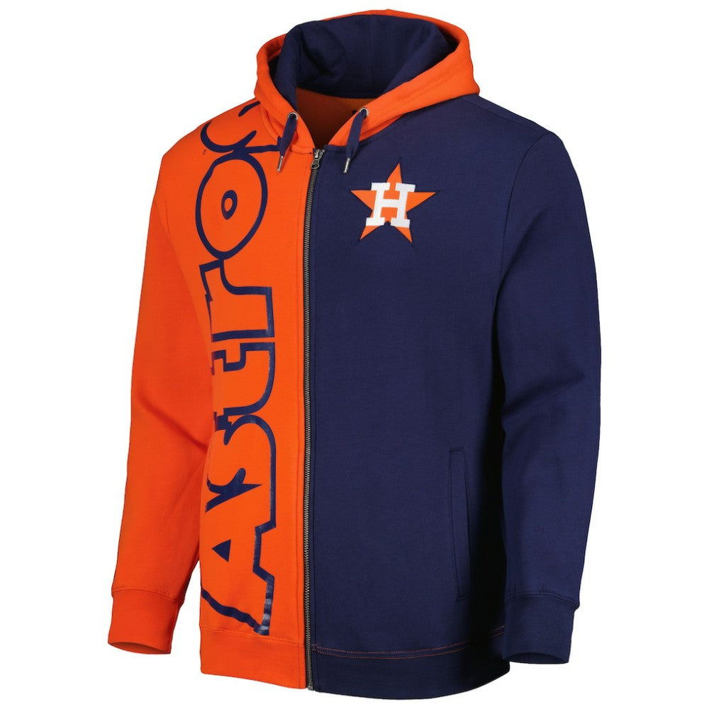 Houston Astros Fleece Full-Zip Hoodie Orange/Navy | Mitchell & Ness