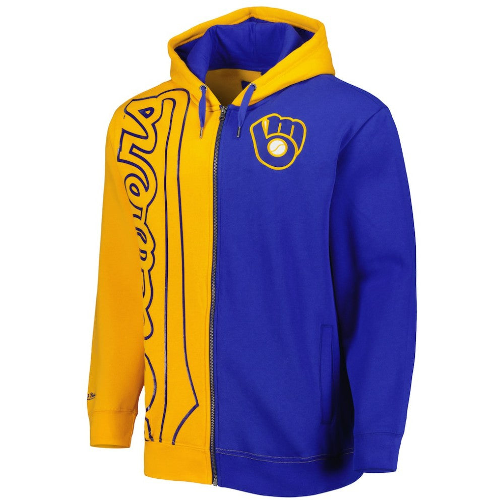 Milwaukee Brewers Fleece Full-Zip Hoodie Gold/Royal | Mitchell & Ness