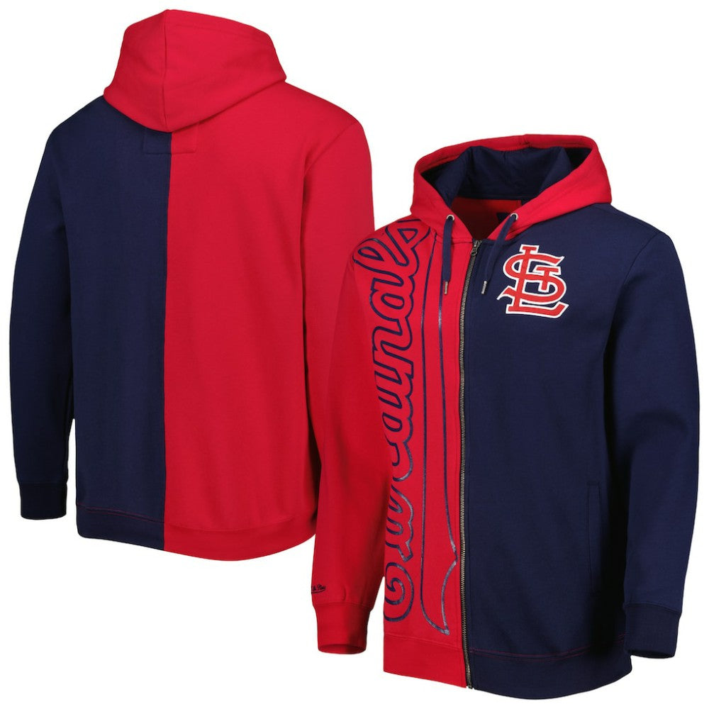 St. Louis Cardinals Fleece Full-Zip Hoodie Red/Navy | Mitchell & Ness