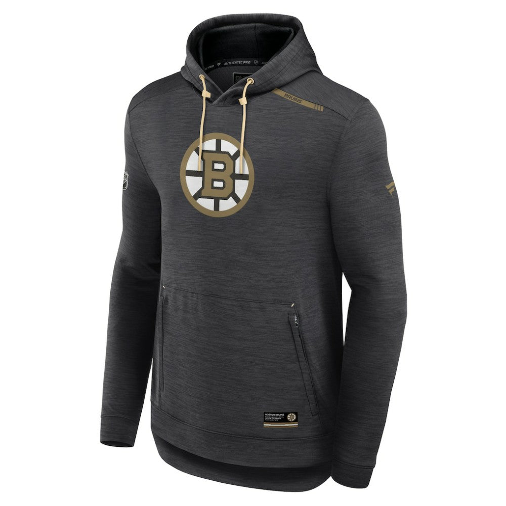 Boston Bruins Fanatics Authentic Pro Tech Pullover Hoodie Heather Charcoal