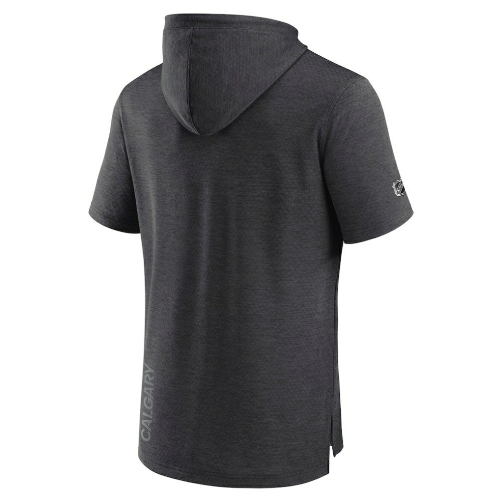 Calgary Flames Fanatics Authentic Pro Short Sleeve Pullover Hoodie Heather Charcoal