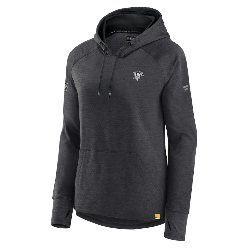 Pittsburgh Penguins Fanatics Women's Authentic Pro Pullover Hoodie Heather Charcoal