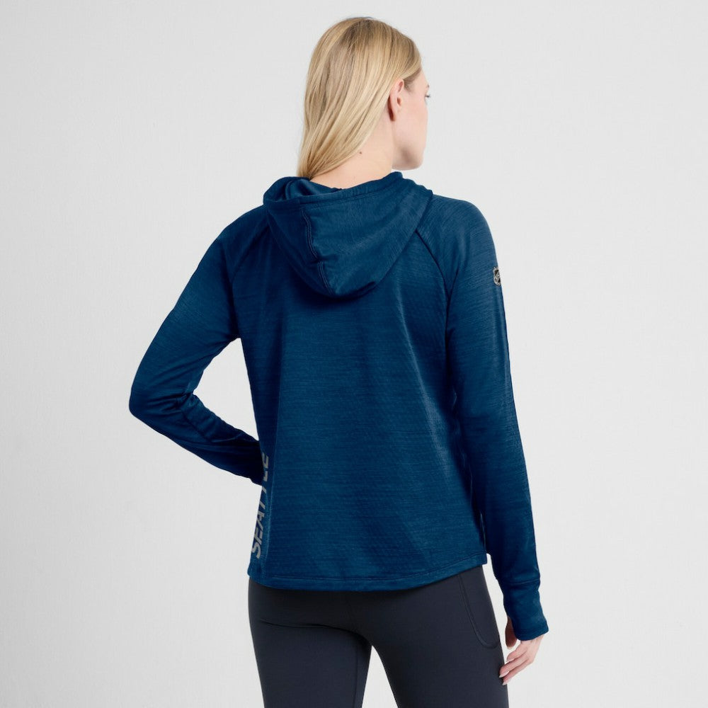 Seattle Kraken Fanatics Women's Authentic Pro Pullover Hoodie Heather Deep Sea Blue