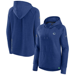 Vancouver Canucks Fanatics Women's Authentic Pro Pullover Hoodie Heather Blue