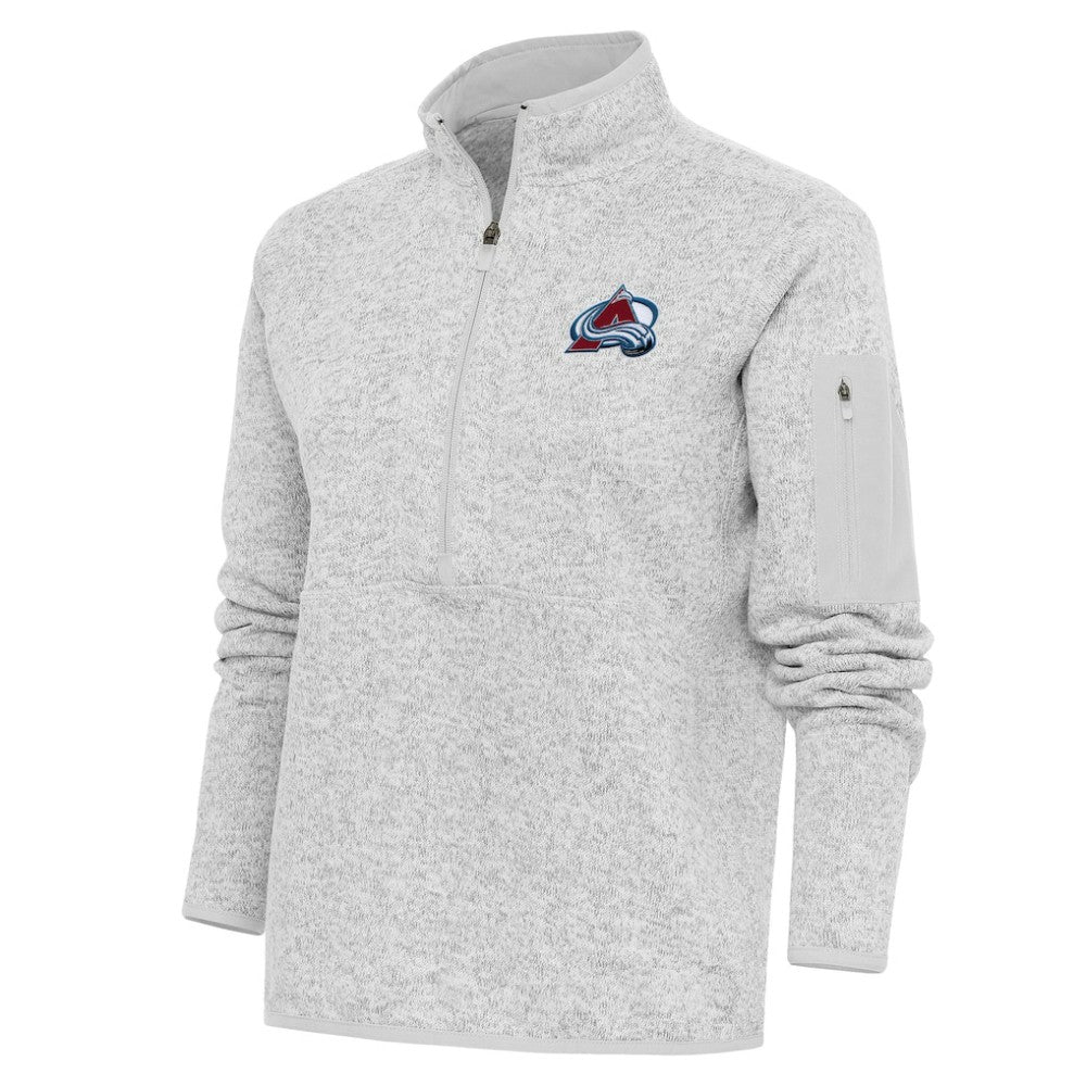Colorado Avalanche Antigua Women's Team Logo Fortune Quarter-Zip Jacket Heather Gray