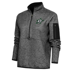 Dallas Stars Antigua Women's Team Logo Fortune Quarter-Zip Jacket Heather Black