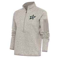 Dallas Stars Antigua Women's Team Logo Fortune Quarter-Zip Jacket Oatmeal