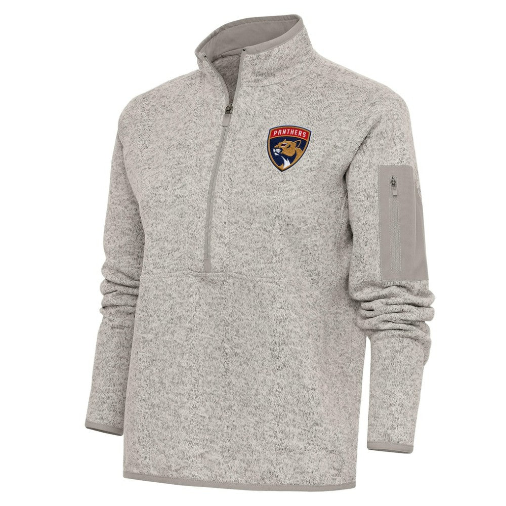 Florida Panthers Antigua Women's Team Logo Fortune Quarter-Zip Jacket Oatmeal