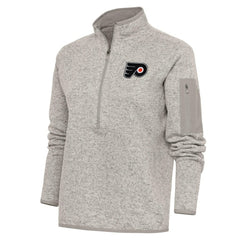 Philadelphia Flyers Antigua Women's Team Logo Fortune Quarter-Zip Jacket Oatmeal
