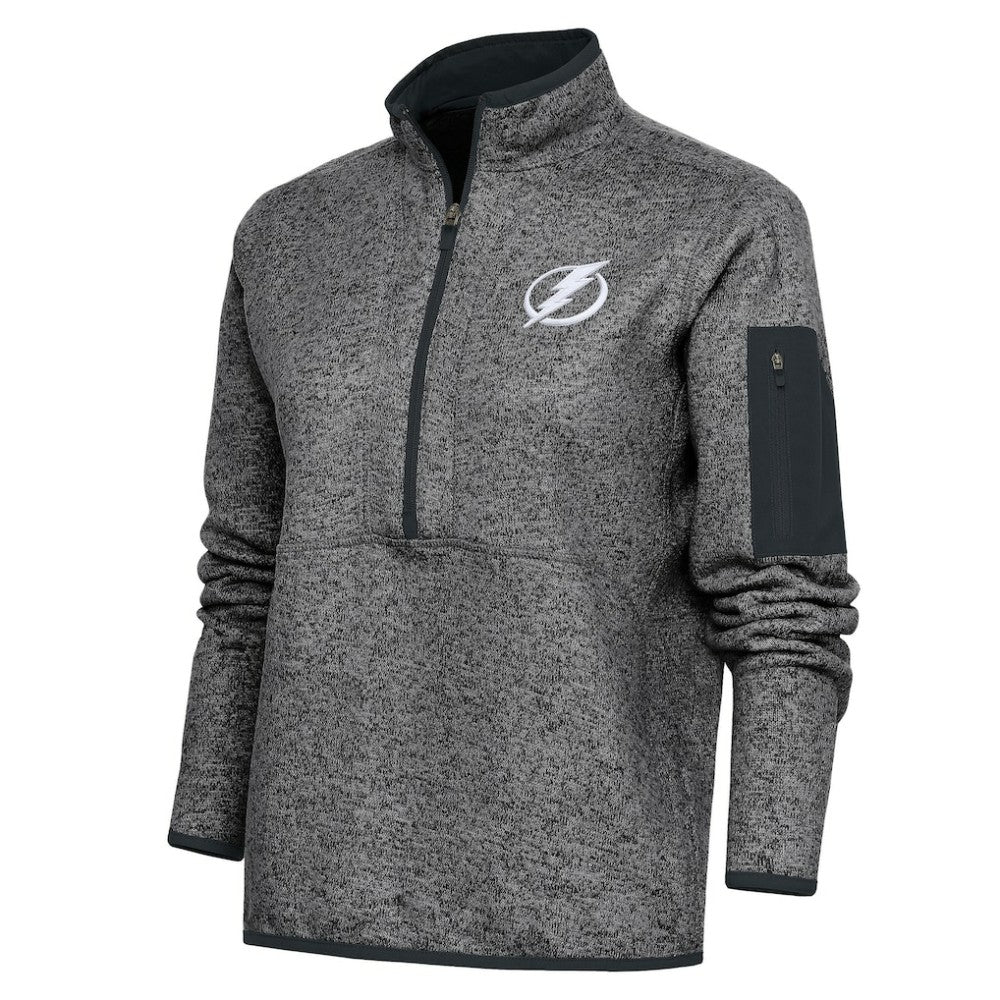 Tampa Bay Lightning Antigua Women's Team Logo Fortune Quarter-Zip Jacket Heather Charcoal