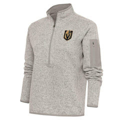 Vegas Golden Knights Antigua Women's Team Logo Fortune Quarter-Zip Jacket Oatmeal