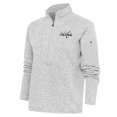 Washington Capitals Antigua Women's Team Logo Fortune Quarter-Zip Jacket Heather Gray