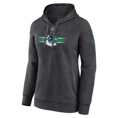 Vancouver Canucks Fanatics Women's Authentic Pro Core Secondary Fleece Pullover Hoodie Heather Charcoal