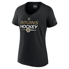 Boston Bruins Fanatics Women's Authentic Pro V-Neck T-Shirt Black