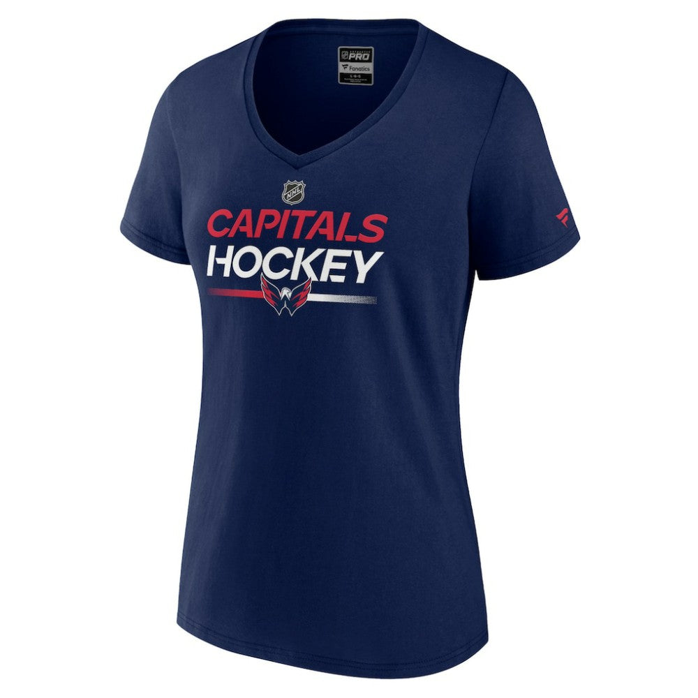Washington Capitals Fanatics Women's Authentic Pro V-Neck T-Shirt Navy