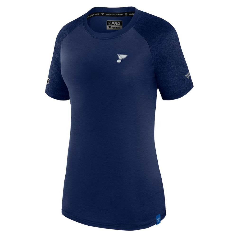 St. Louis Blues Fanatics Women's Authentic Pro Tech T-Shirt Navy