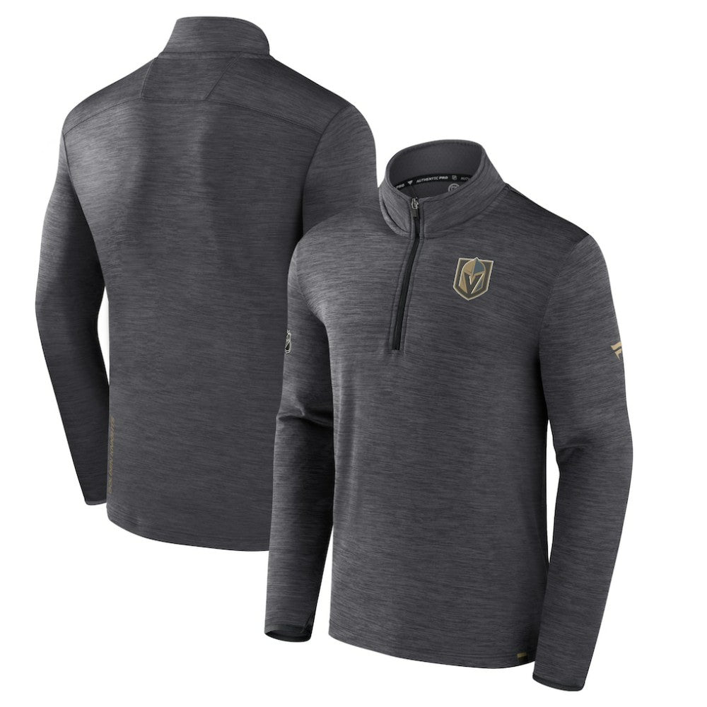 Vegas Golden Knights Fanatics Authentic Pro Quarter-Zip Pullover Top Heather Charcoal