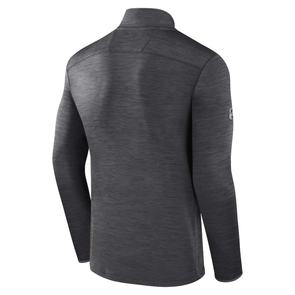 Vegas Golden Knights Fanatics Authentic Pro Quarter-Zip Pullover Top Heather Charcoal