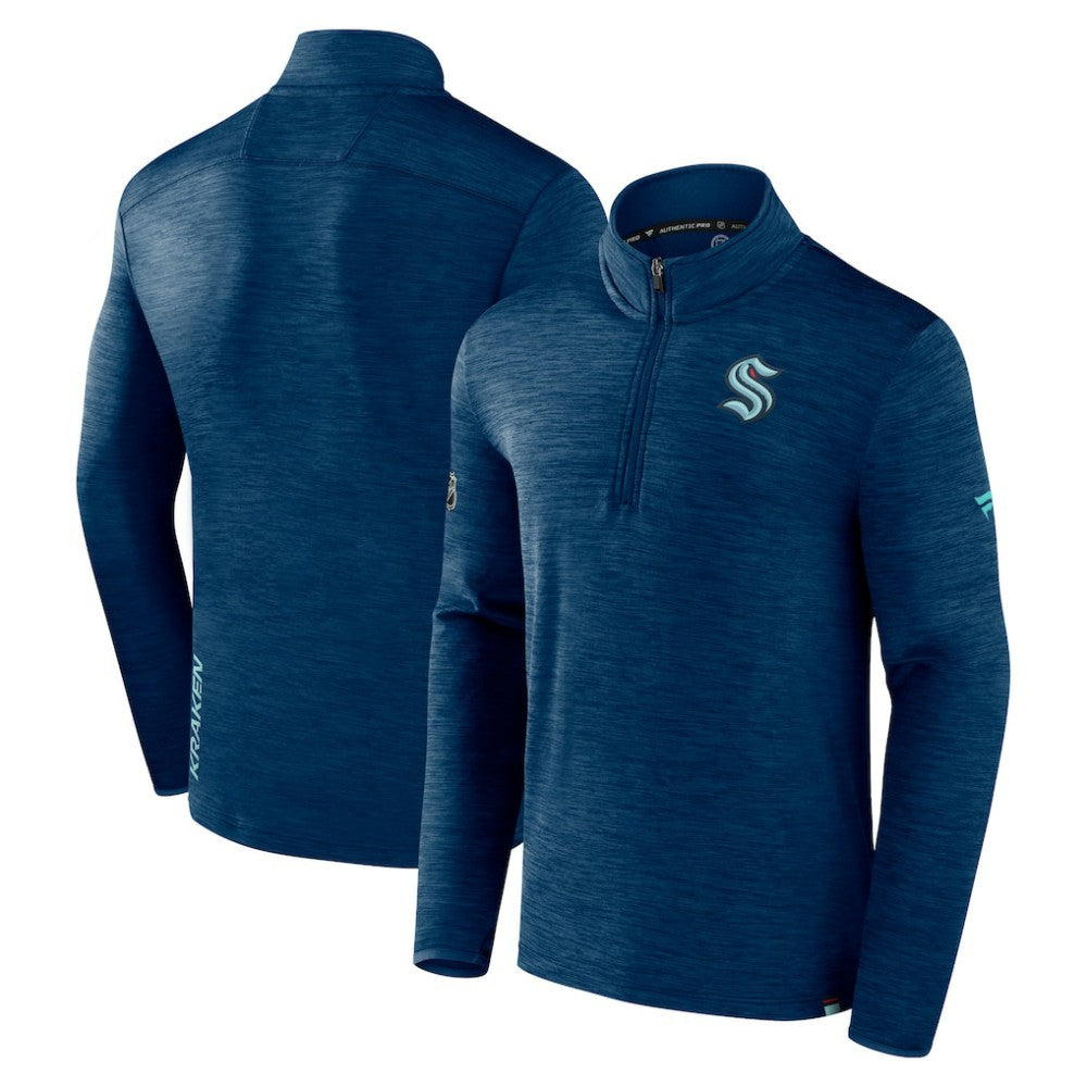 Seattle Kraken Fanatics Authentic Pro Quarter-Zip Pullover Top Deep Sea Blue