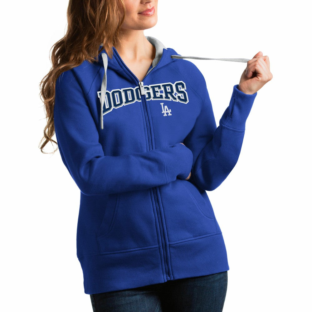 Los Angeles Dodgers Antigua Women's Team Logo Victory Full-Zip Hoodie Royal