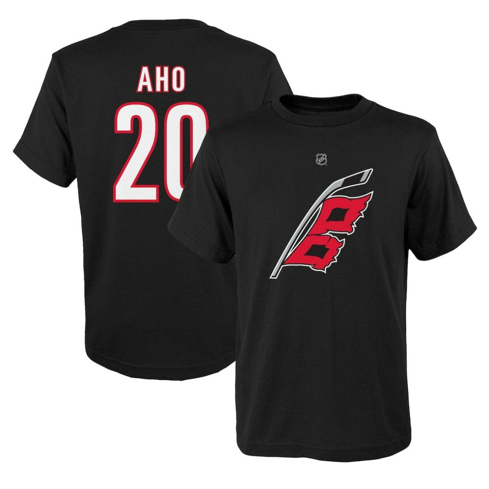 Sebastian Aho Carolina Hurricanes Youth Player Name & Number T-Shirt Black