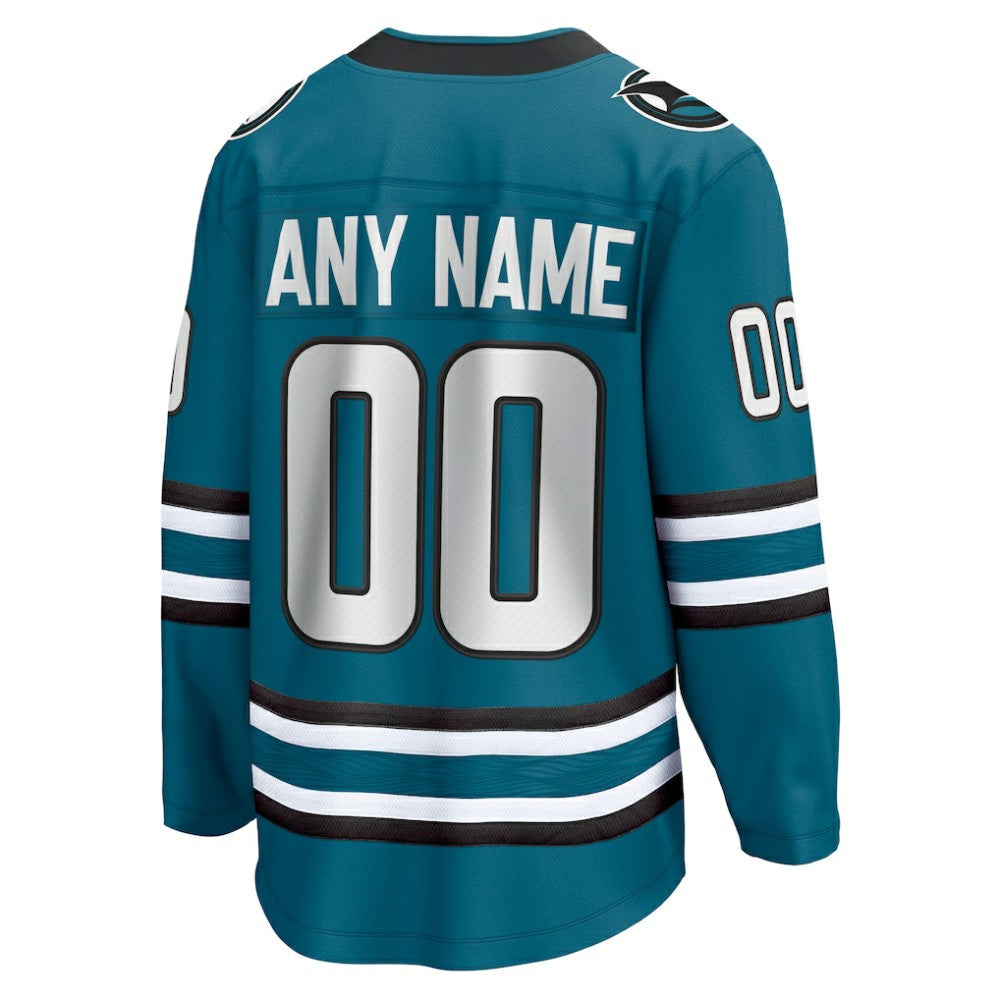 San Jose Sharks Fanatics Home Breakaway Custom Jersey Teal