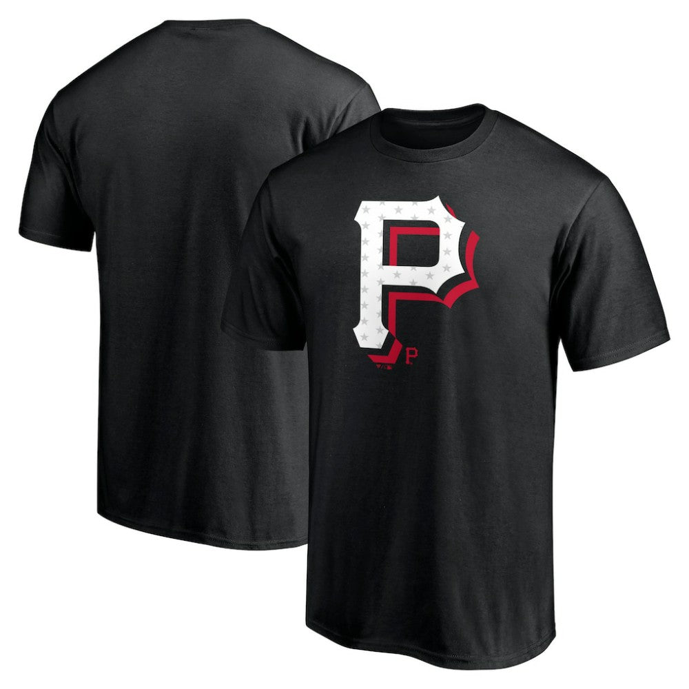 Pittsburgh Pirates Red White and Team T-Shirt Black