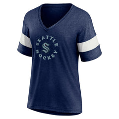 Seattle Kraken Fanatics Women's Special Edition 2.0 Ring The Alarm V-Neck T-Shirt Heather Navy