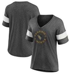 Pittsburgh Penguins Fanatics Women's Special Edition 2.0 Ring The Alarm V-Neck T-Shirt Heather Charcoal