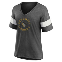 Pittsburgh Penguins Fanatics Women's Special Edition 2.0 Ring The Alarm V-Neck T-Shirt Heather Charcoal