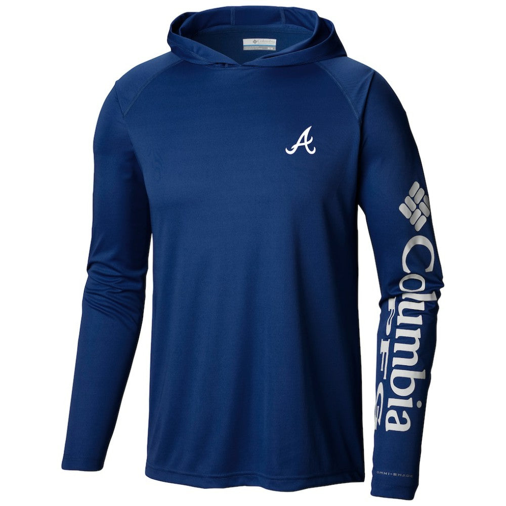 Atlanta Braves Terminal Tackle Long Sleeve Hoodie T-Shirt Navy | Columbia