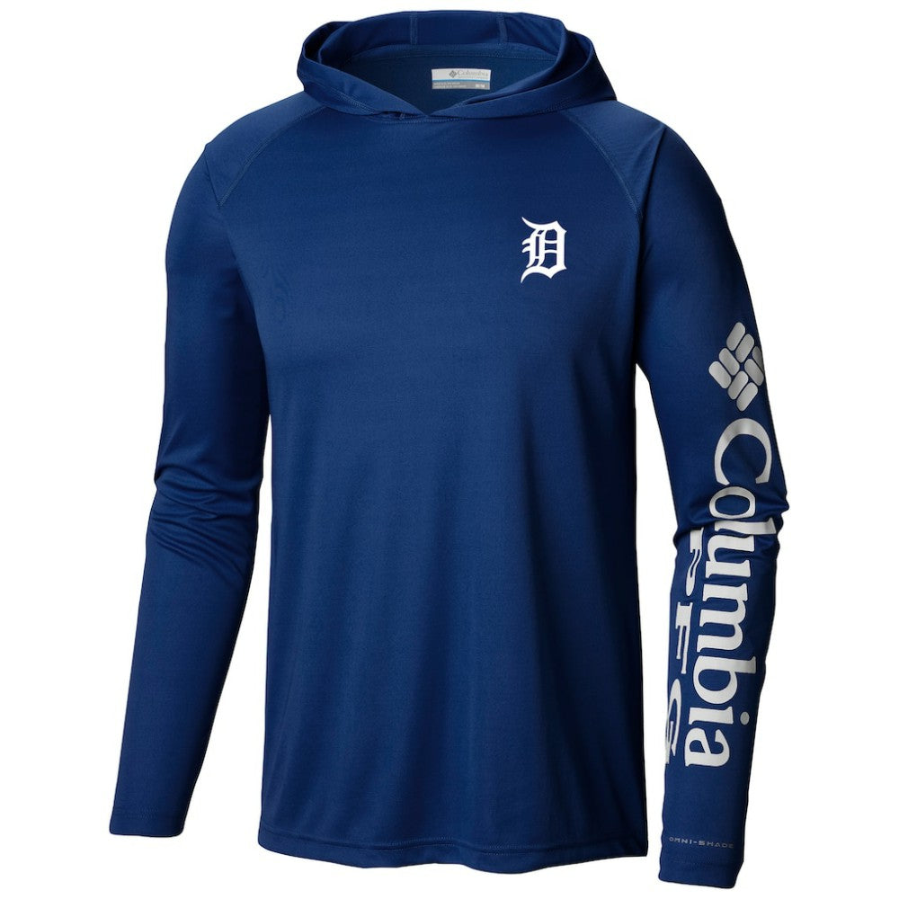 Detroit Tigers Terminal Tackle Long Sleeve Hoodie T-Shirt Navy | Columbia