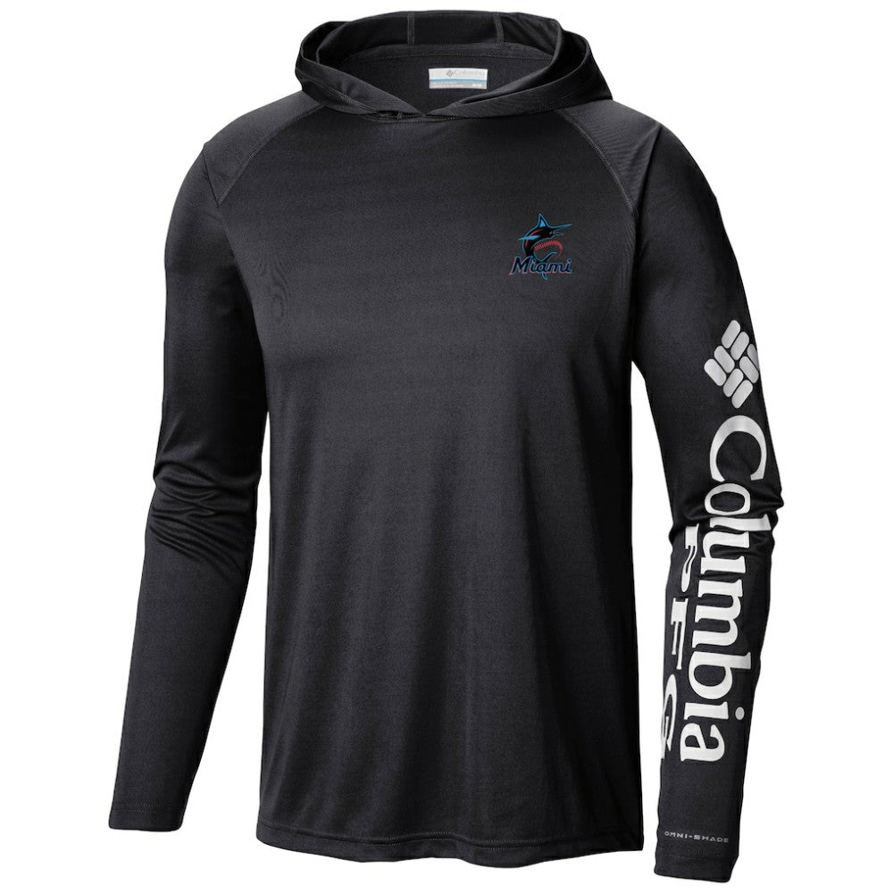 Miami Marlins Terminal Tackle Long Sleeve Hoodie T-Shirt Black | Columbia