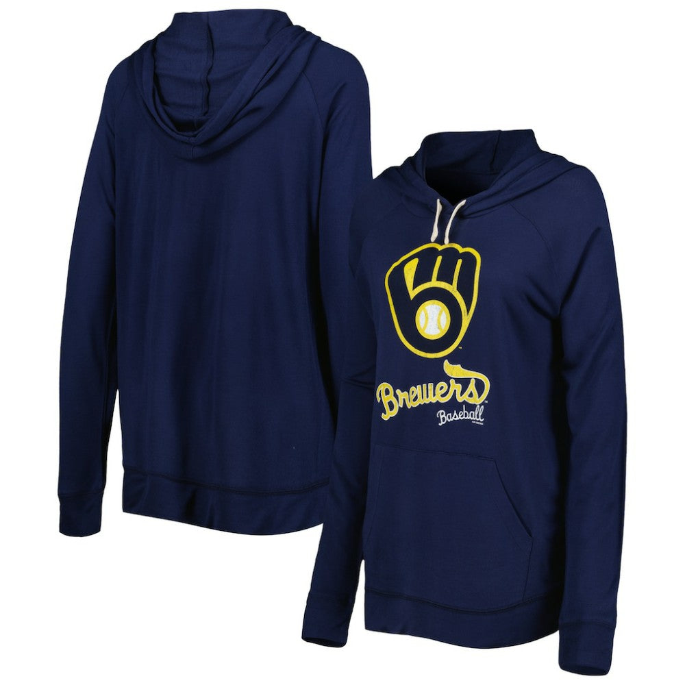 Milwaukee Brewers Touch Women's Pre-Game Raglan Pullover Hoodie Navy