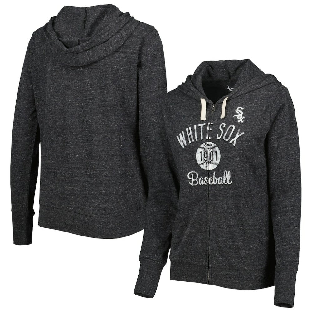 Chicago White Sox Touch Women's Training Camp Tri-Blend Lightweight Full-Zip Hoodie Black