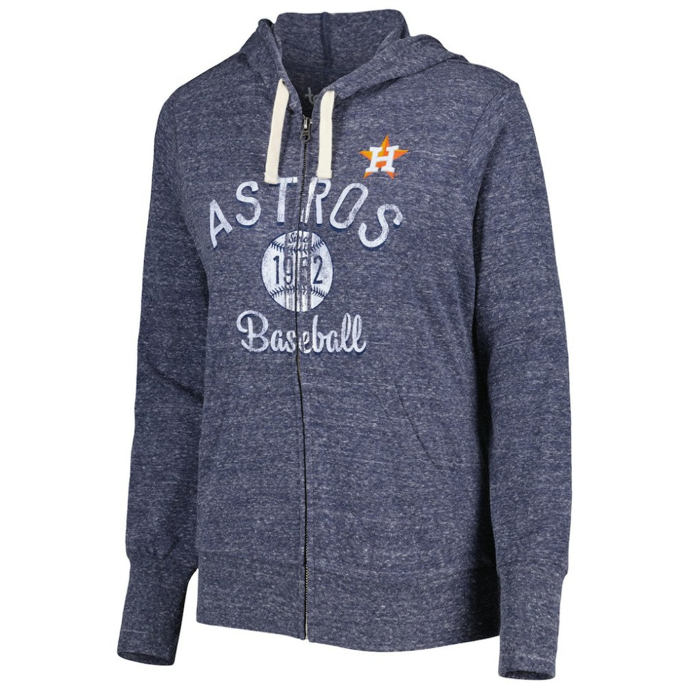 Houston Astros Touch Women's Training Camp Tri-Blend Lightweight Full-Zip Hoodie Heather Navy