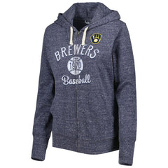 Milwaukee Brewers Touch Women's Training Camp Tri-Blend Lightweight Full-Zip Hoodie Navy