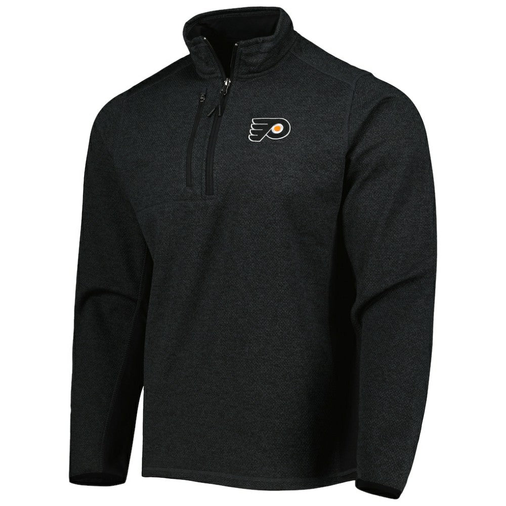 Philadelphia Flyers Antigua Course Quarter-Zip Jacket Heathered Black