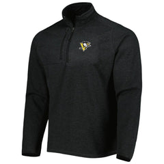 Pittsburgh Penguins Antigua Course Quarter-Zip Jacket Heathered Black