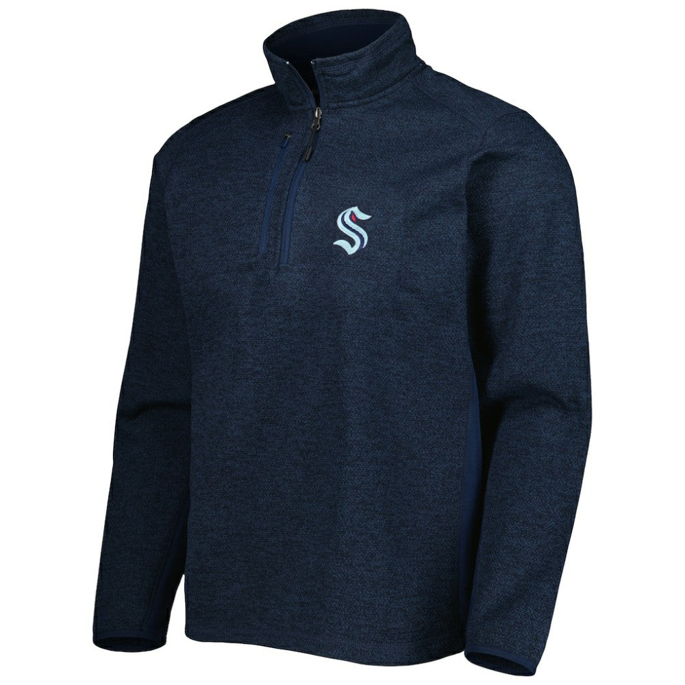 Seattle Kraken Antigua Course Quarter-Zip Jacket Heathered Deep Sea Blue