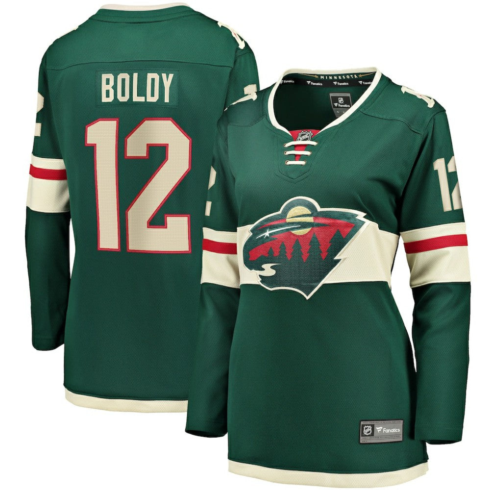 Matthew Boldy Minnesota Wild Fanatics Women's Home Breakaway Player Jersey Green