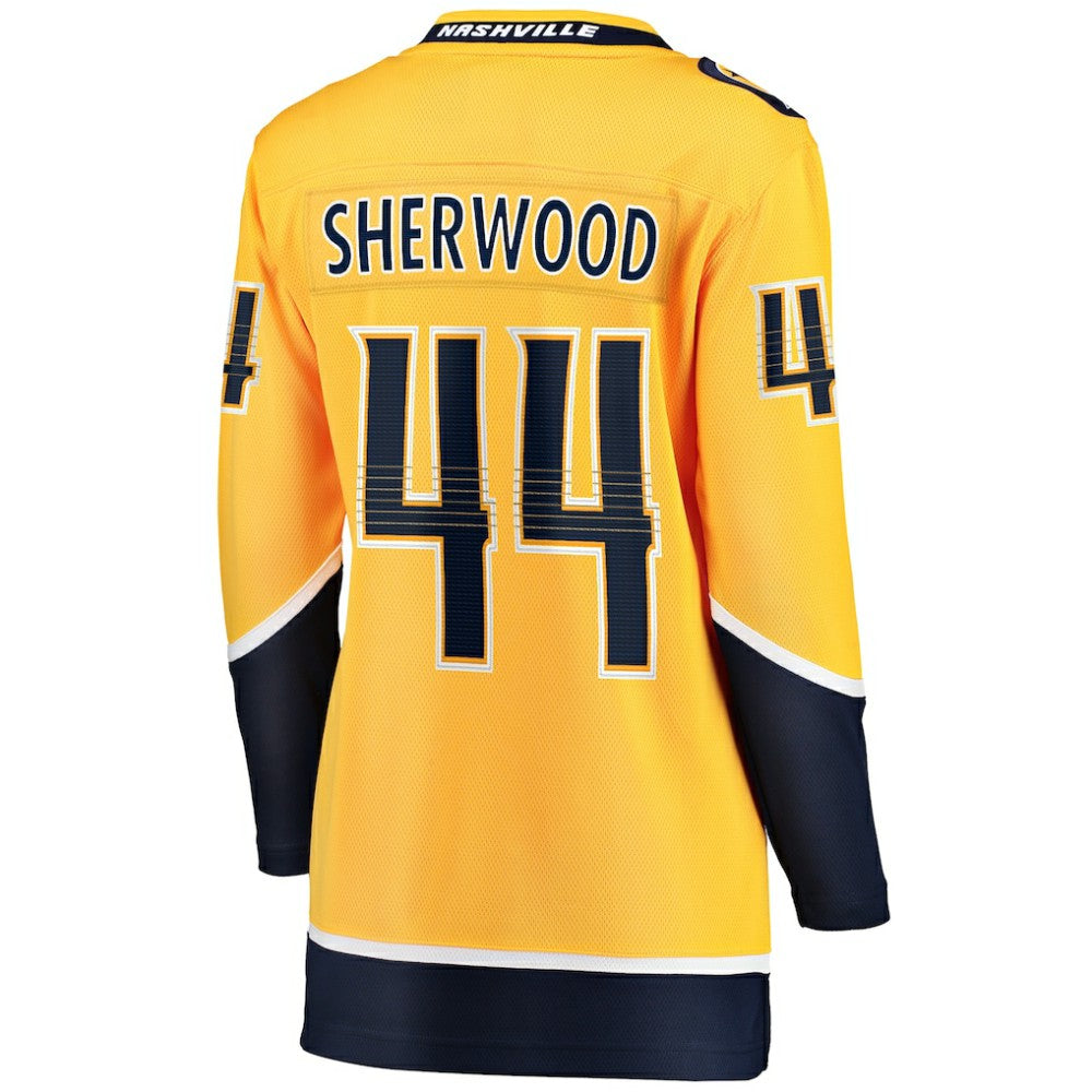 Kiefer Sherwood Nashville Predators Fanatics Women's Home Breakaway Player Jersey Gold
