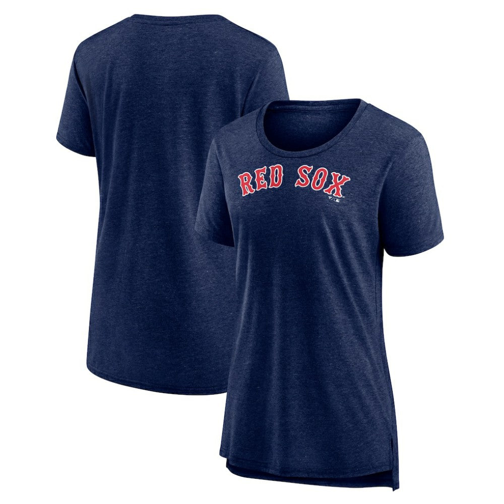 Boston Red Sox Women's Official Wordmark Tri-Blend T-Shirt Heather Navy