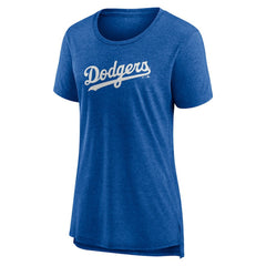 Los Angeles Dodgers Women's Official Wordmark Tri-Blend T-Shirt Heather Royal