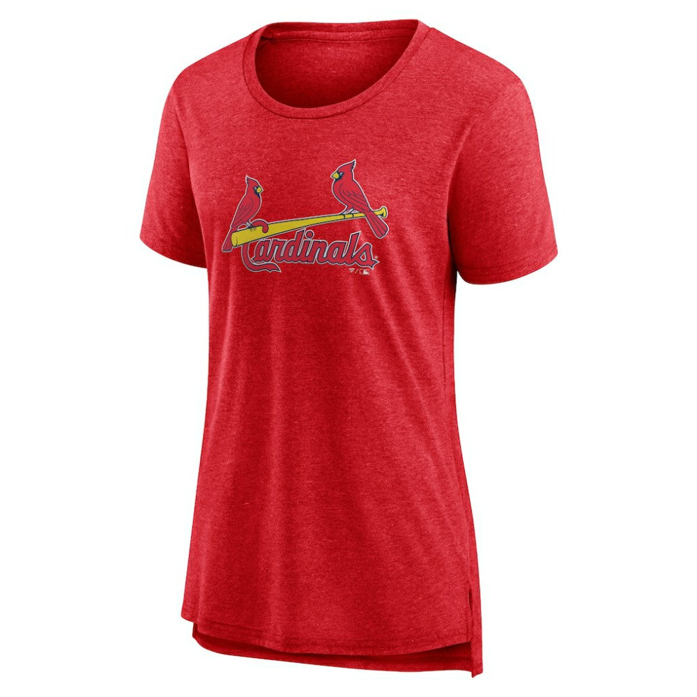 St. Louis Cardinals Women's Official Wordmark Tri-Blend T-Shirt Heather Red