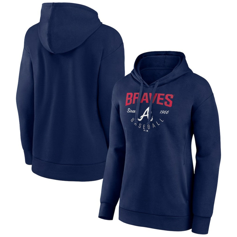 Atlanta Braves Women's Team Live For It Pullover Hoodie Navy