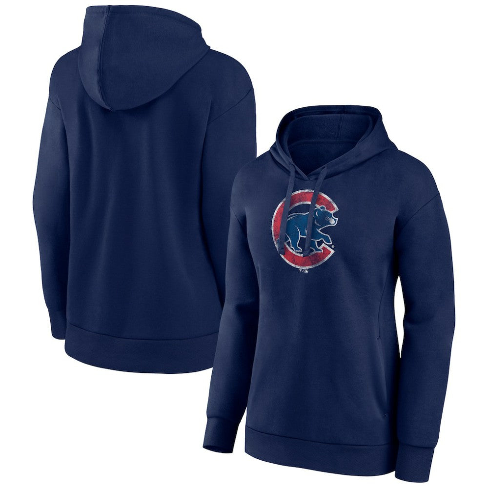 Chicago Cubs Women's Distressed Team Pullover Hoodie Navy