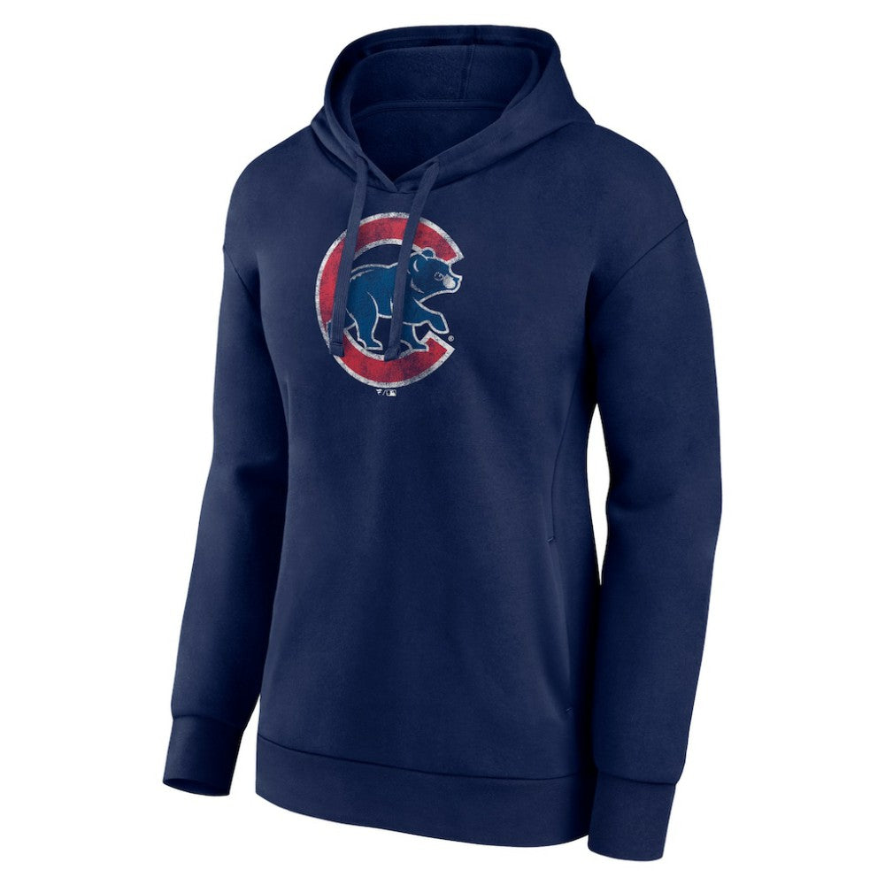Chicago Cubs Women's Distressed Team Pullover Hoodie Navy