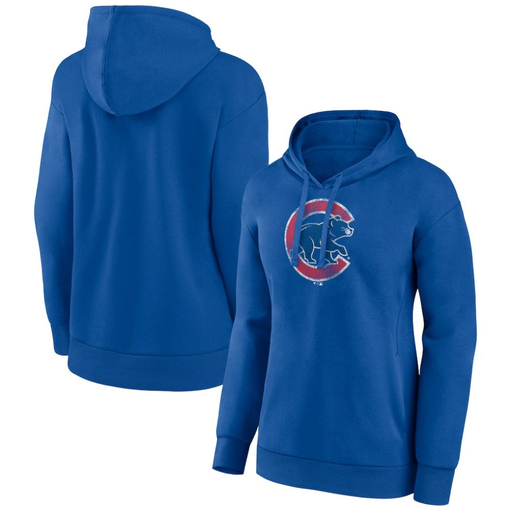 Chicago Cubs Women's Distressed Team Pullover Hoodie Royal