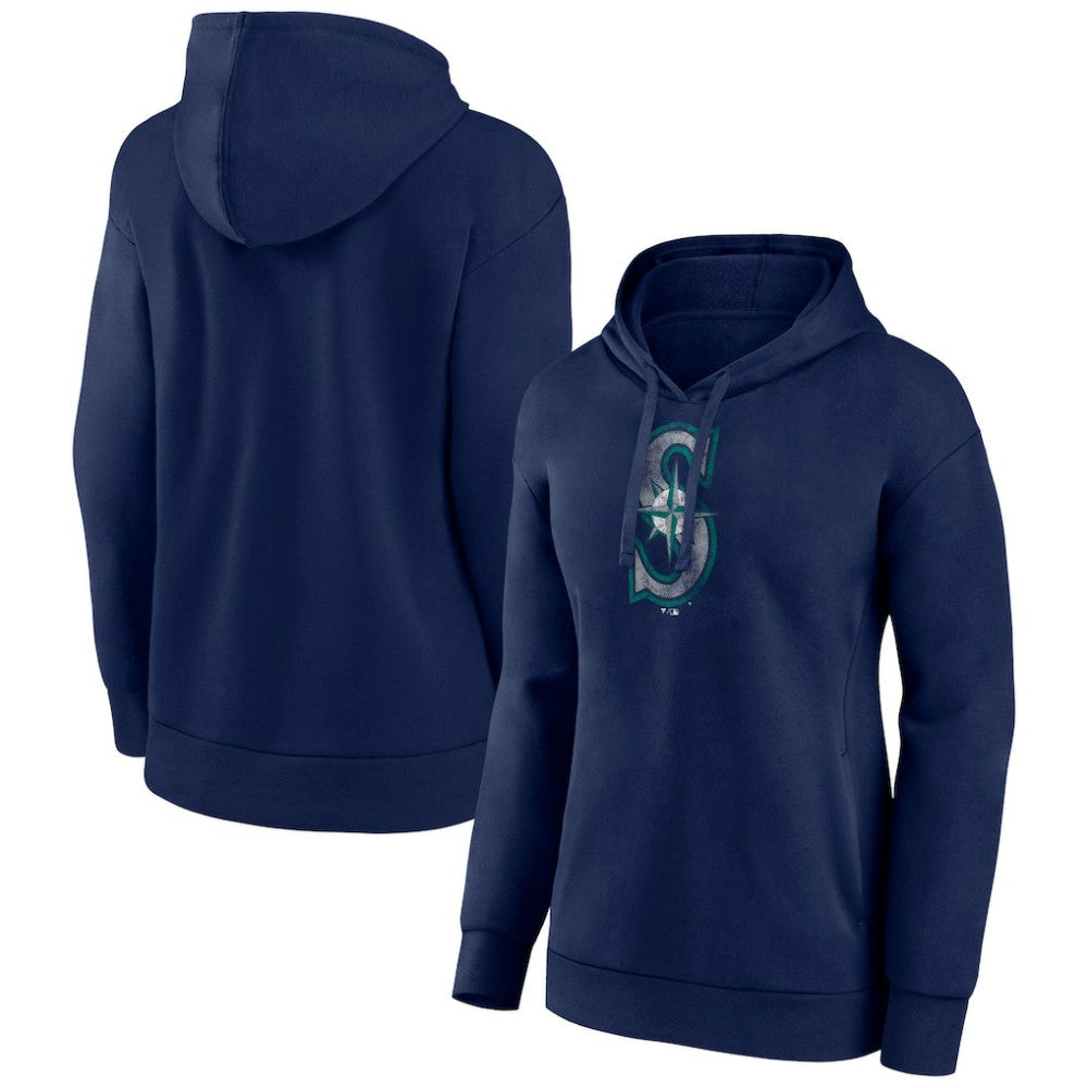 Seattle Mariners Women's Distressed Team Pullover Hoodie Navy